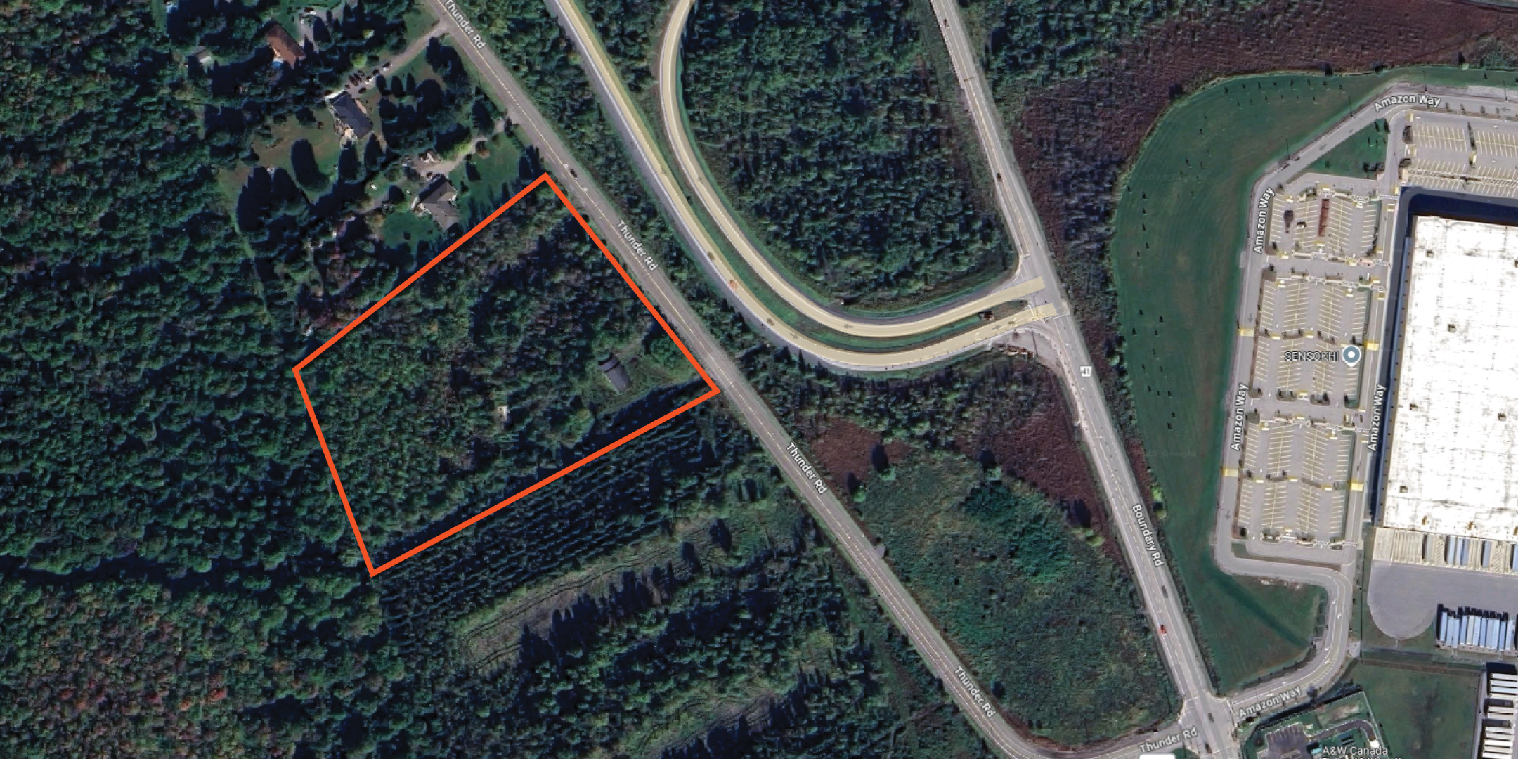 Aerial outline of land available for sale at 6150 Thunder Road
