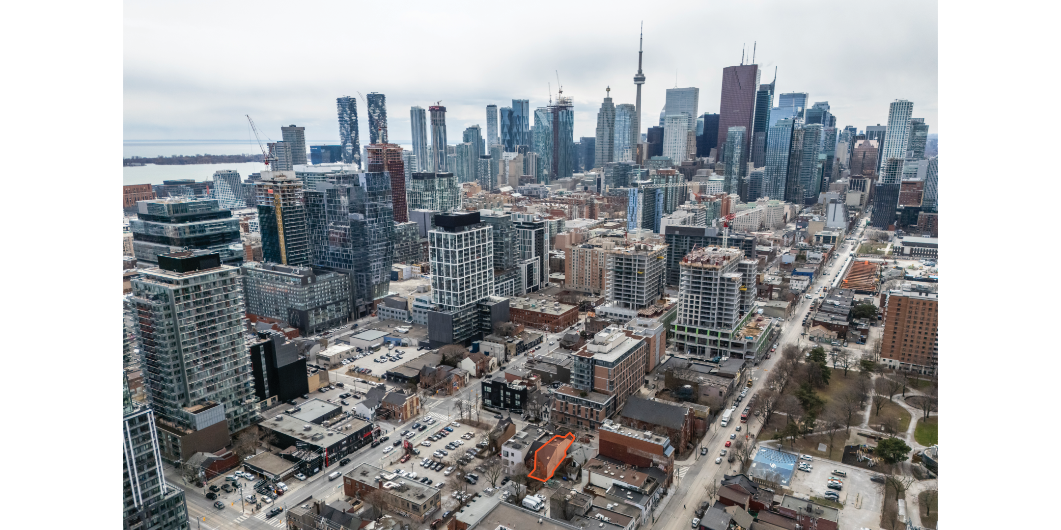 137 Berkeley Street aerial shot with CN Tower