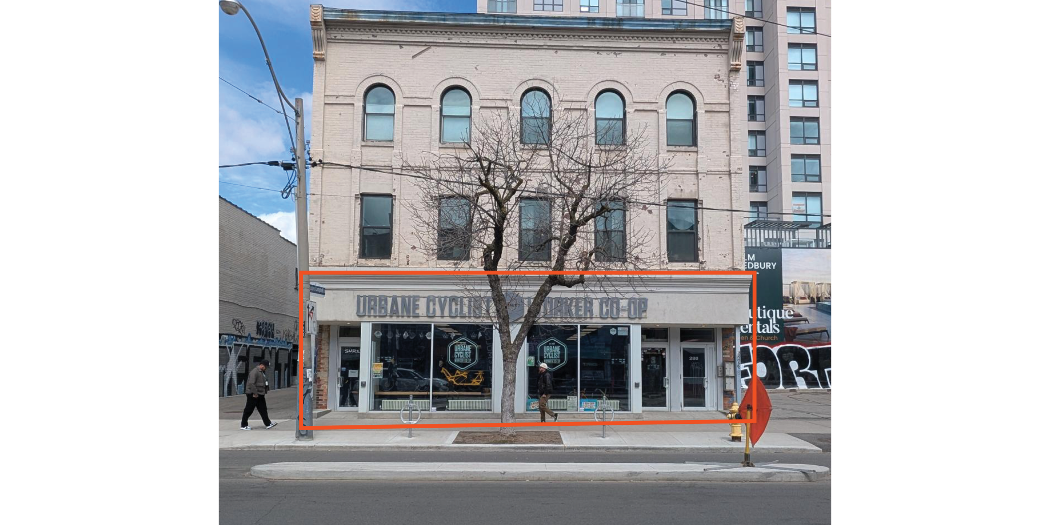 280 College Street Building with Ground Floor outlined in Orange
