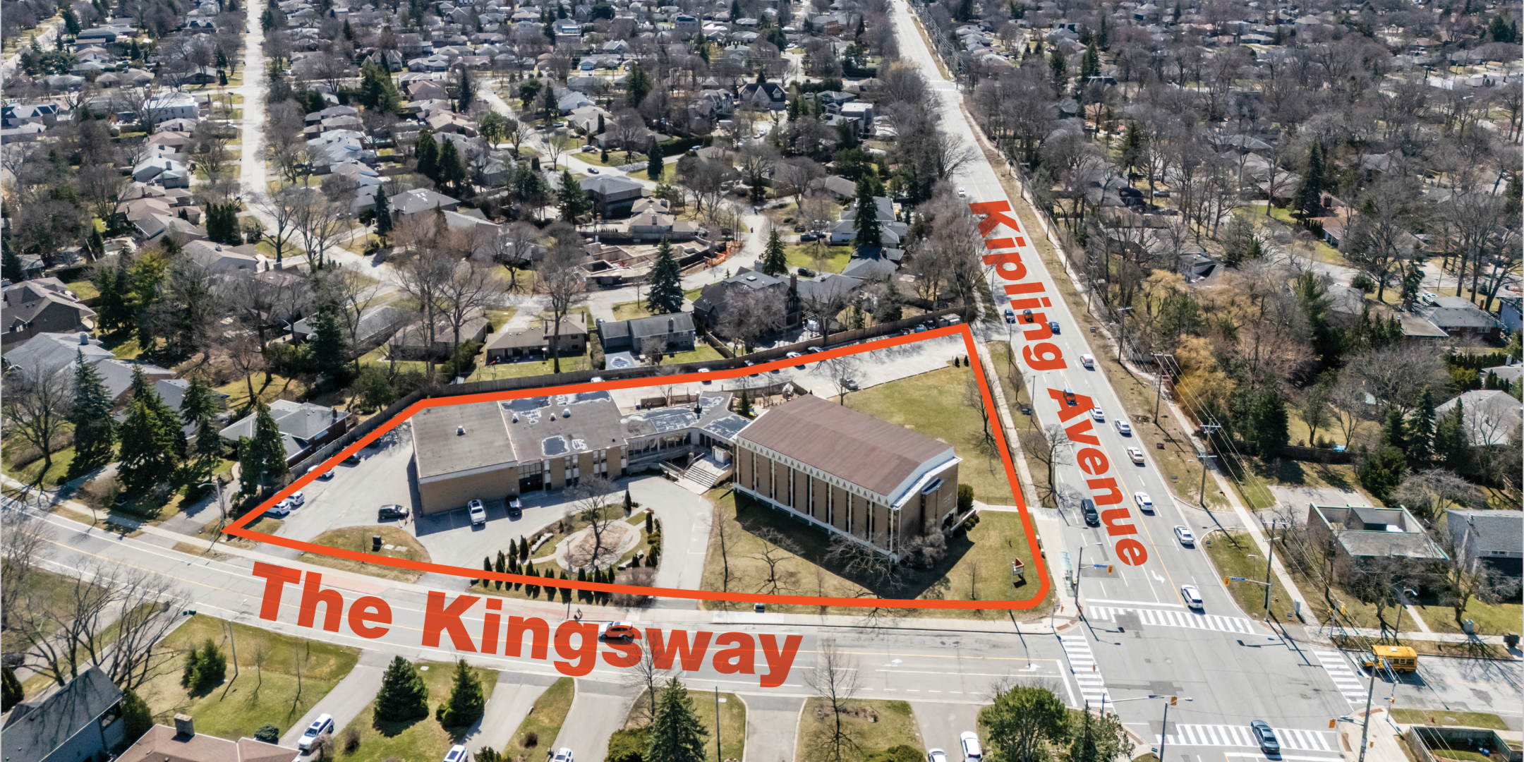 516 The Kingsway aerial shot with outline and street names