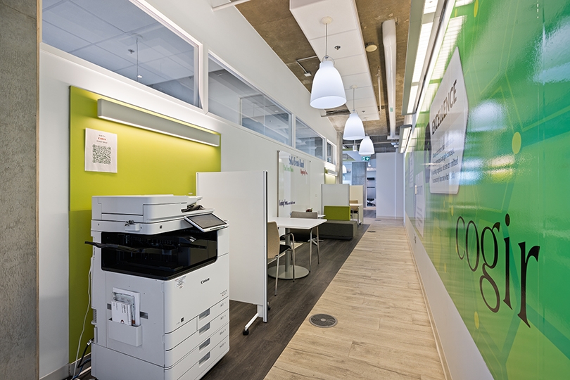 5015 Spectrum Way interior view of printers and green wall