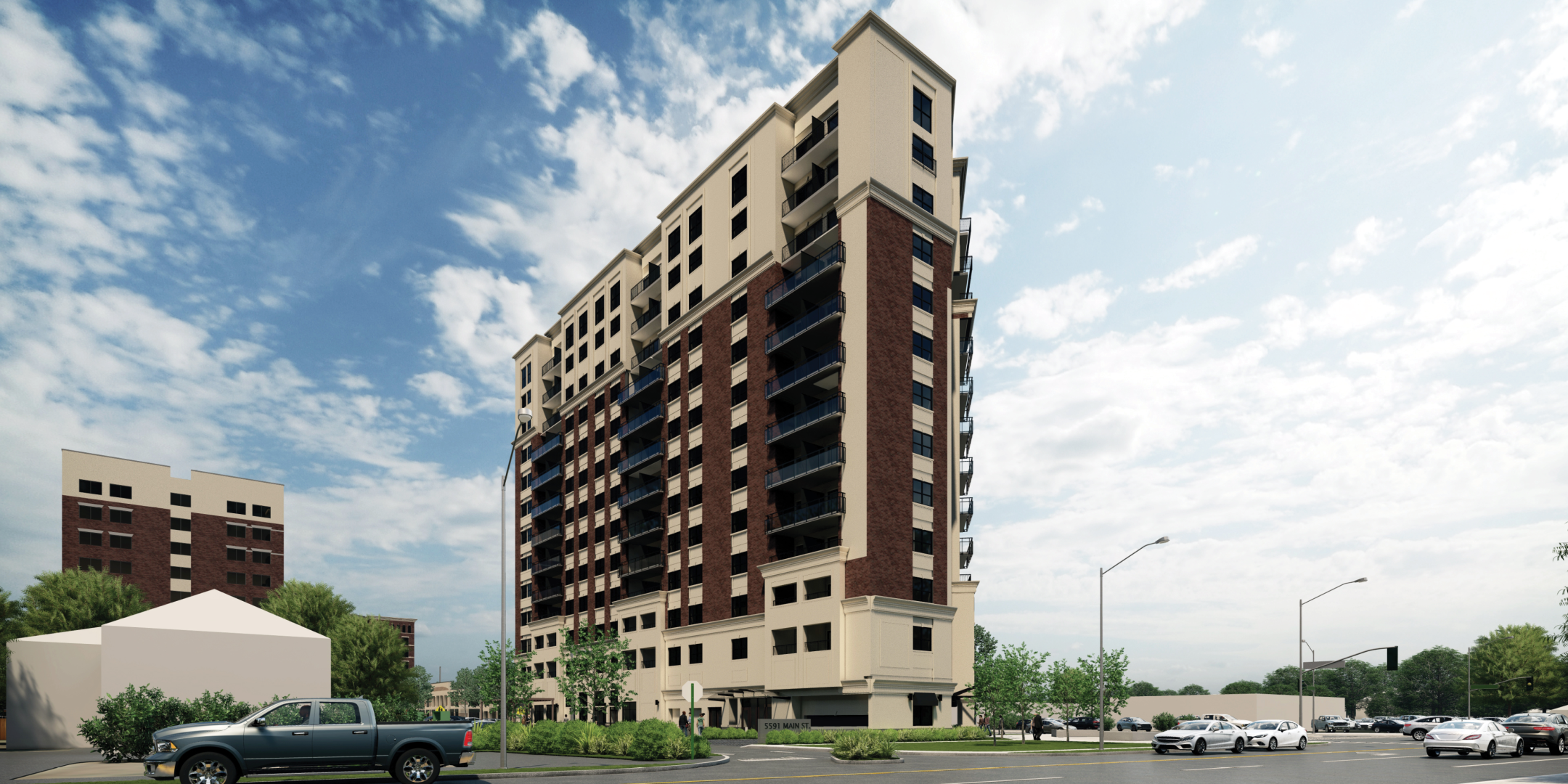 5991 Main Street Building Rendering - 14 Storeys