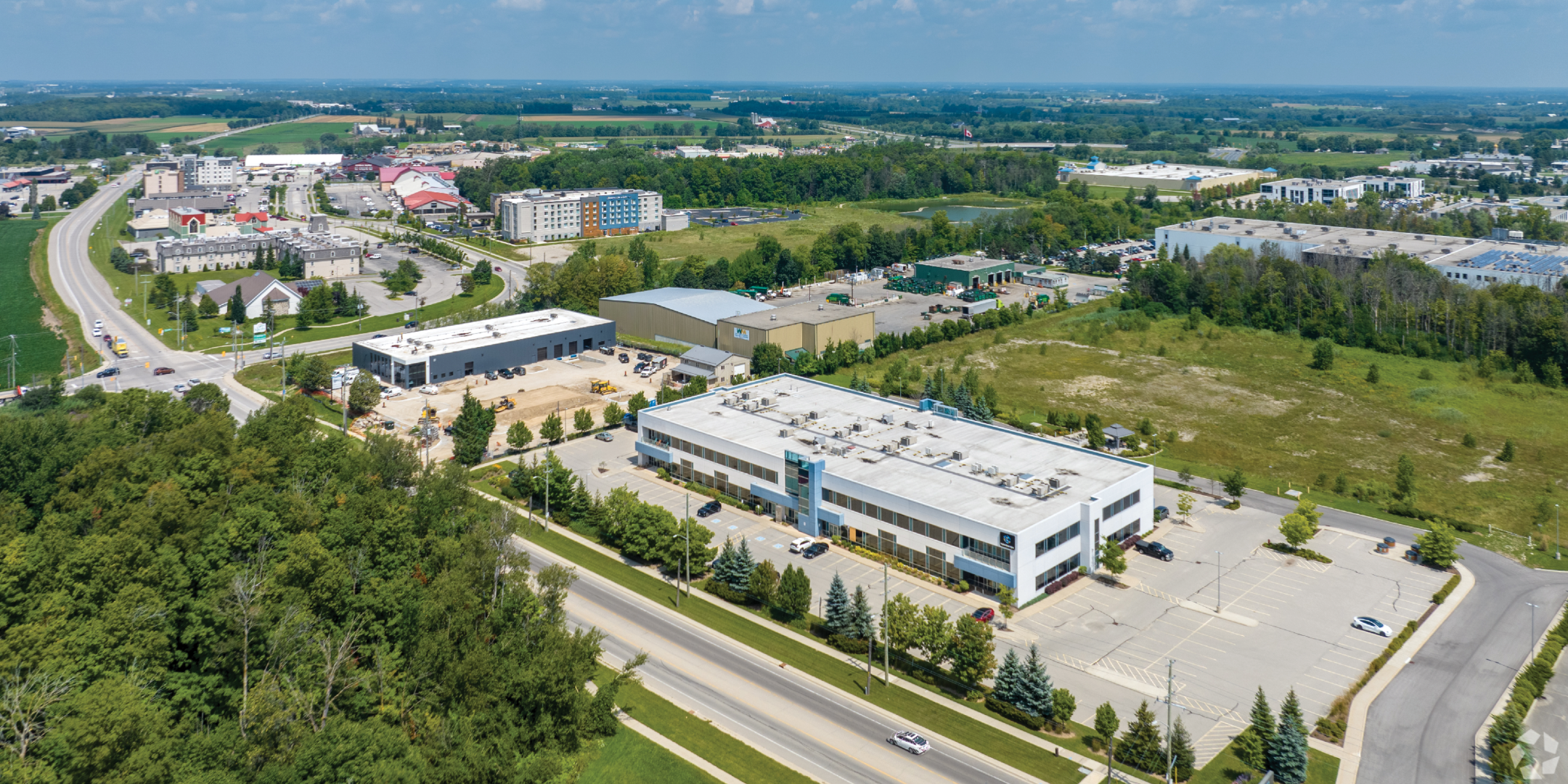 Aerial of 630 Weber Street N Office Building