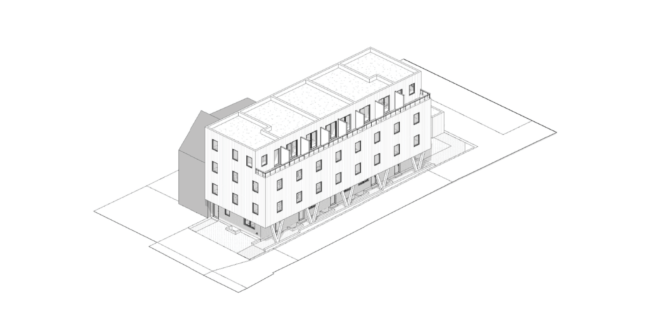 Black & White Drawing of potential Purpose Built Rental Building