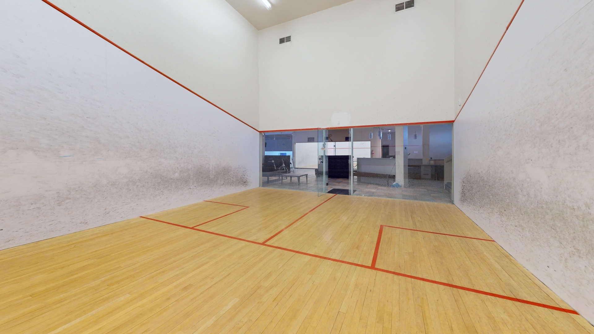77 Davis Drive Ball Court with a glass door