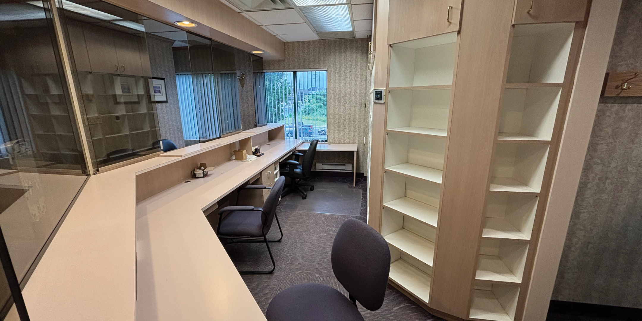 9249 Kennedy Road Medical Office Reception Desk Area with shelving