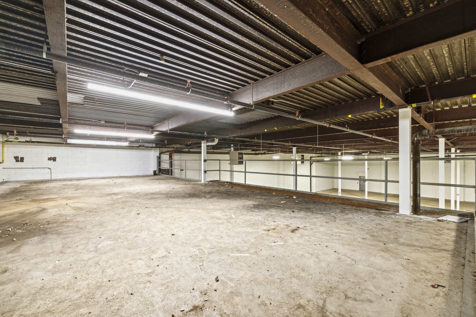 2562 Stanfield Road view from empty mezzanine inside warehouse  