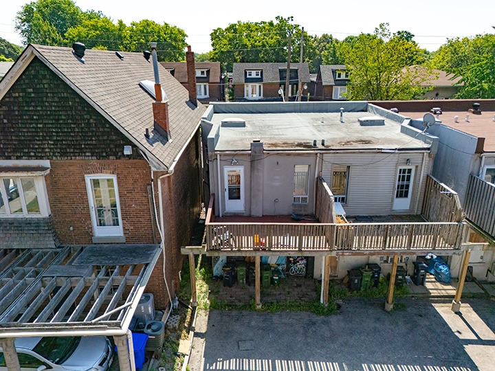 338 Kingston Road aerial shot showing back patio