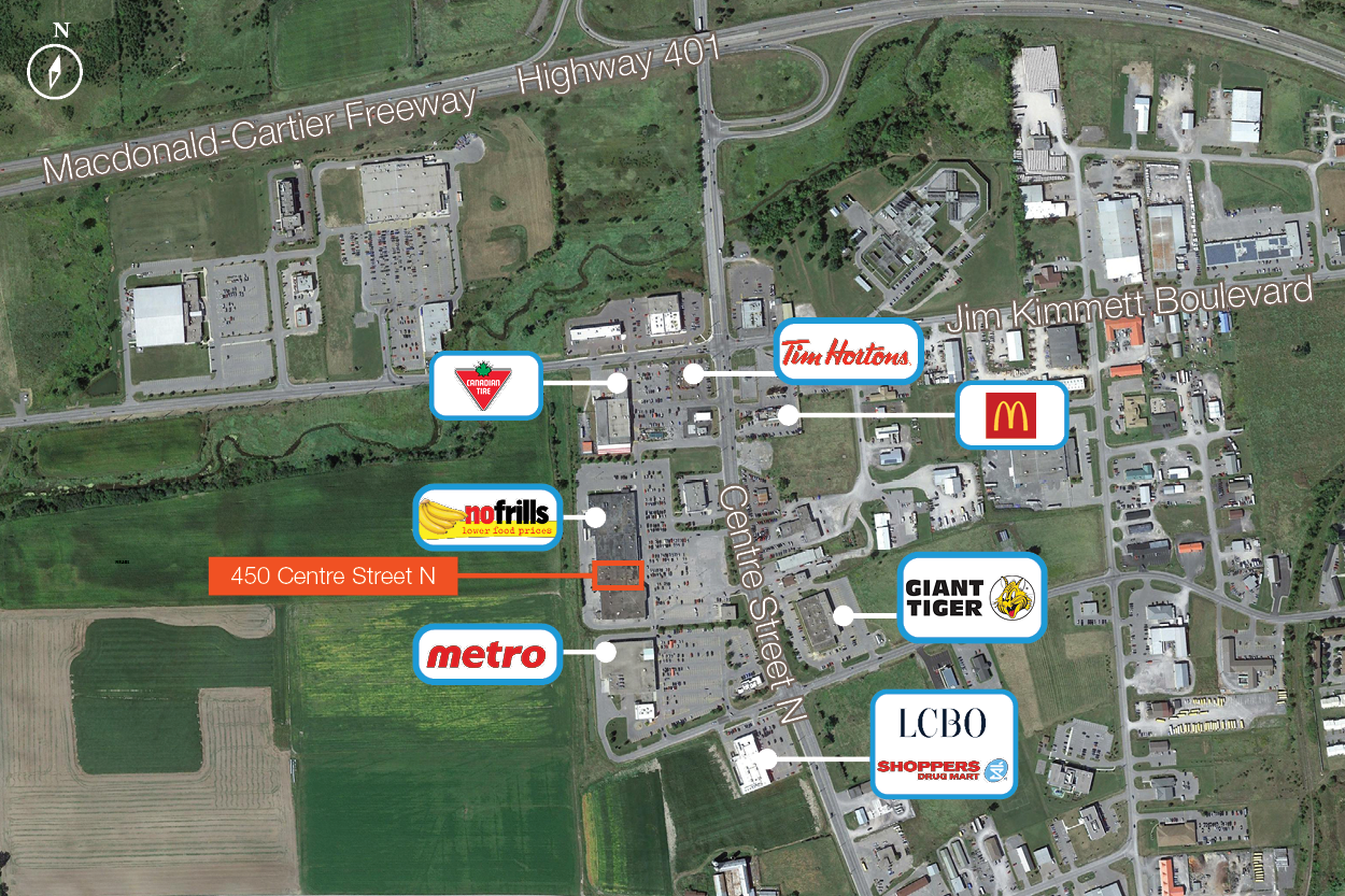 450 Centre aerial shot showing amenities 