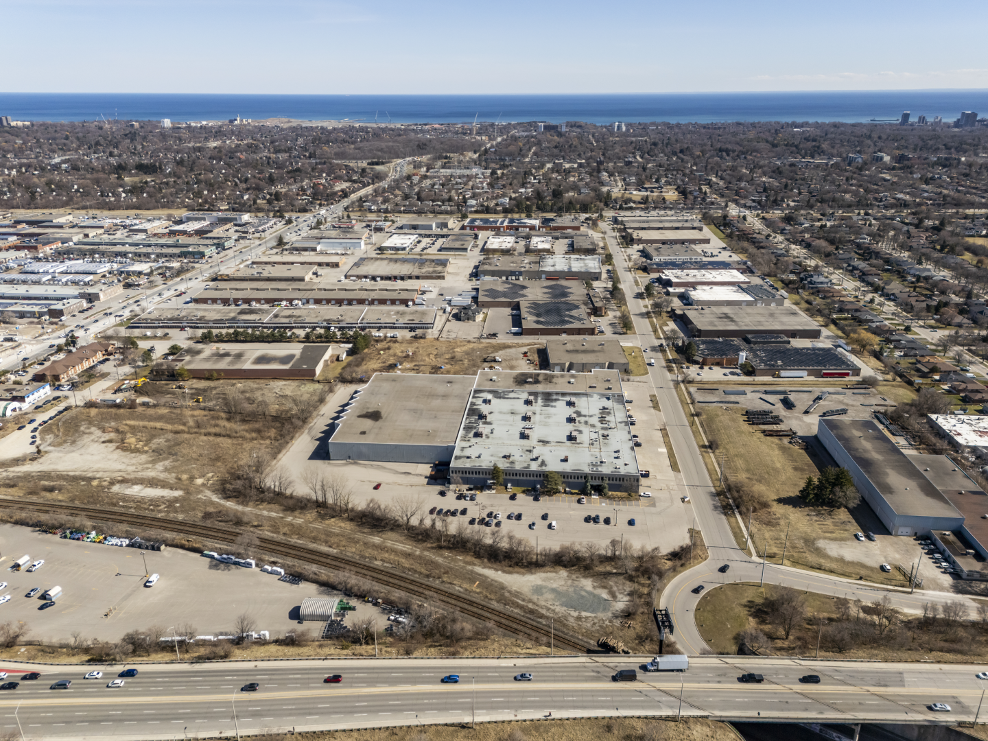 560 Hensall Circle aerial view of highway and parking 