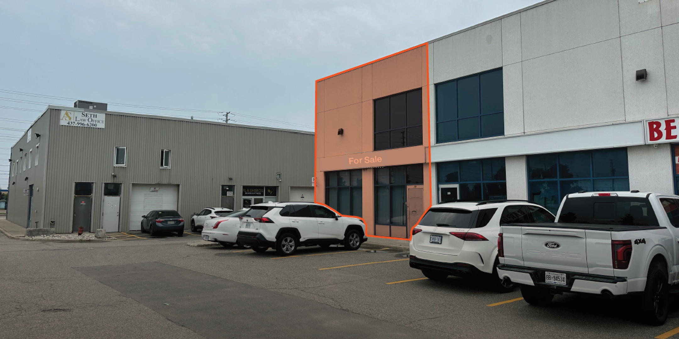 1332 Khalsa Drive Outlined Unit frontal view with Parking lot