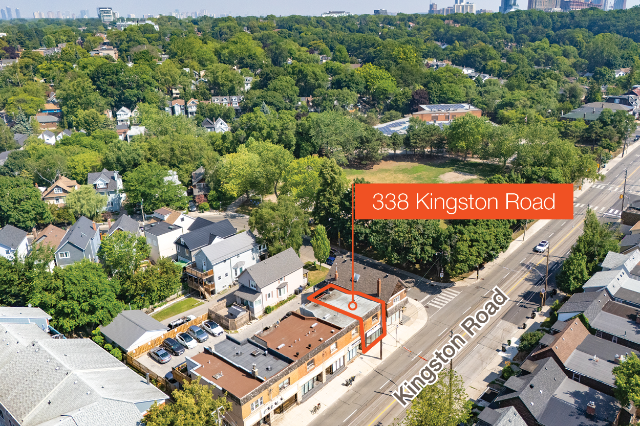 338 Kingston Road aerial shot showing the streets