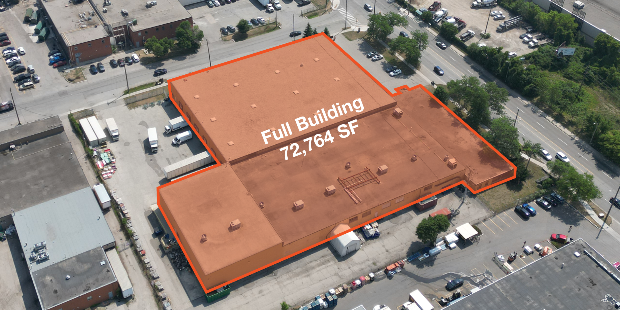 100 North Queen Street Industrial Building Full Building Outlined in Orange
