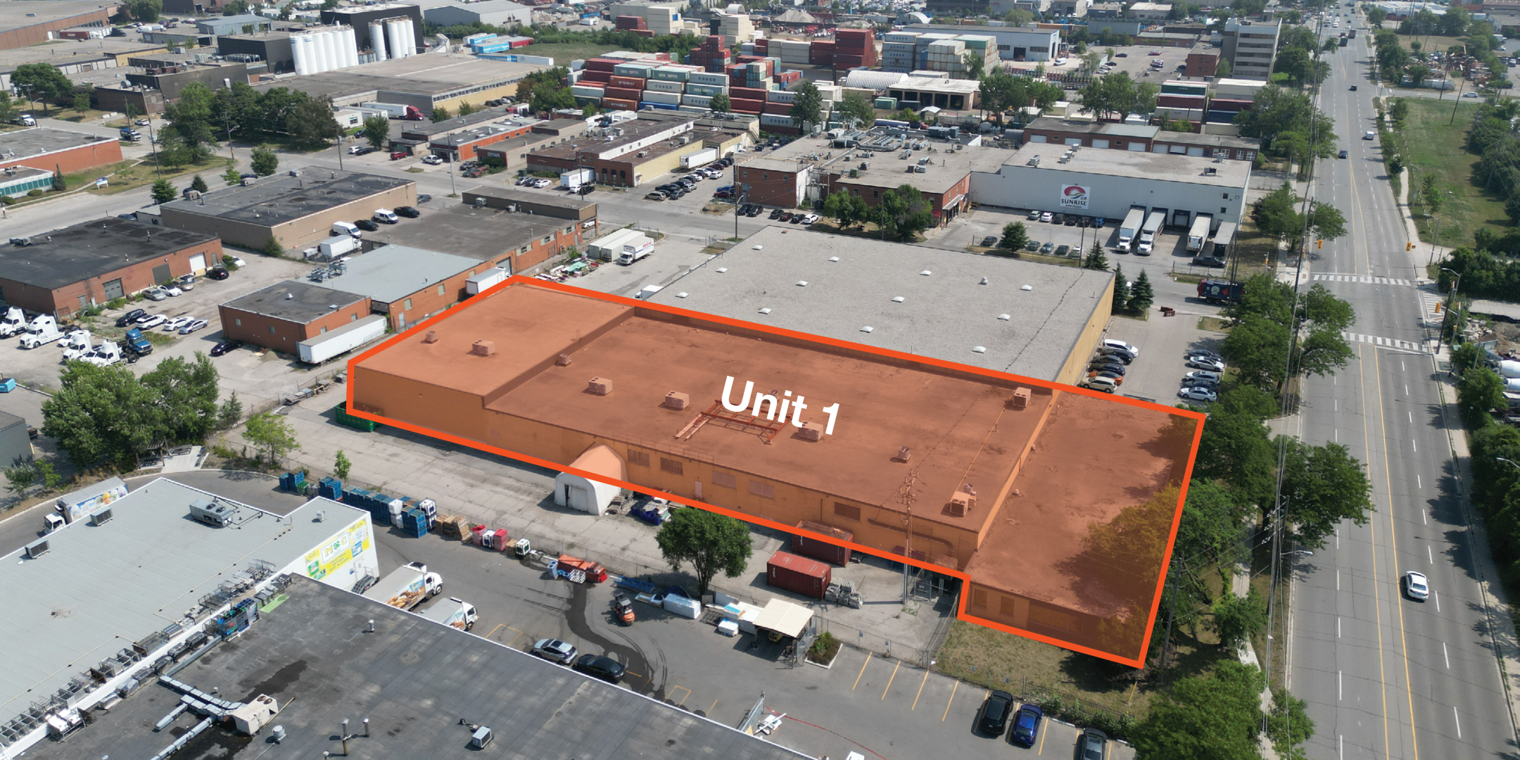100 North Queen Street Industrial Building Unit 1 Outlined in Orange