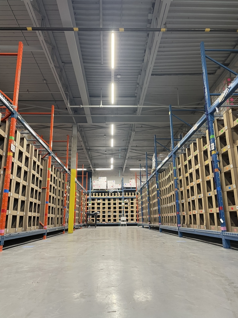 48-54 Carnforth Rd interior warehouse with concrete floors and storage shelving 