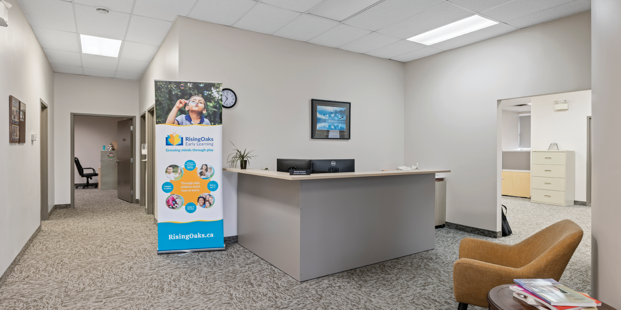 Reception area with desk Reception area with desk