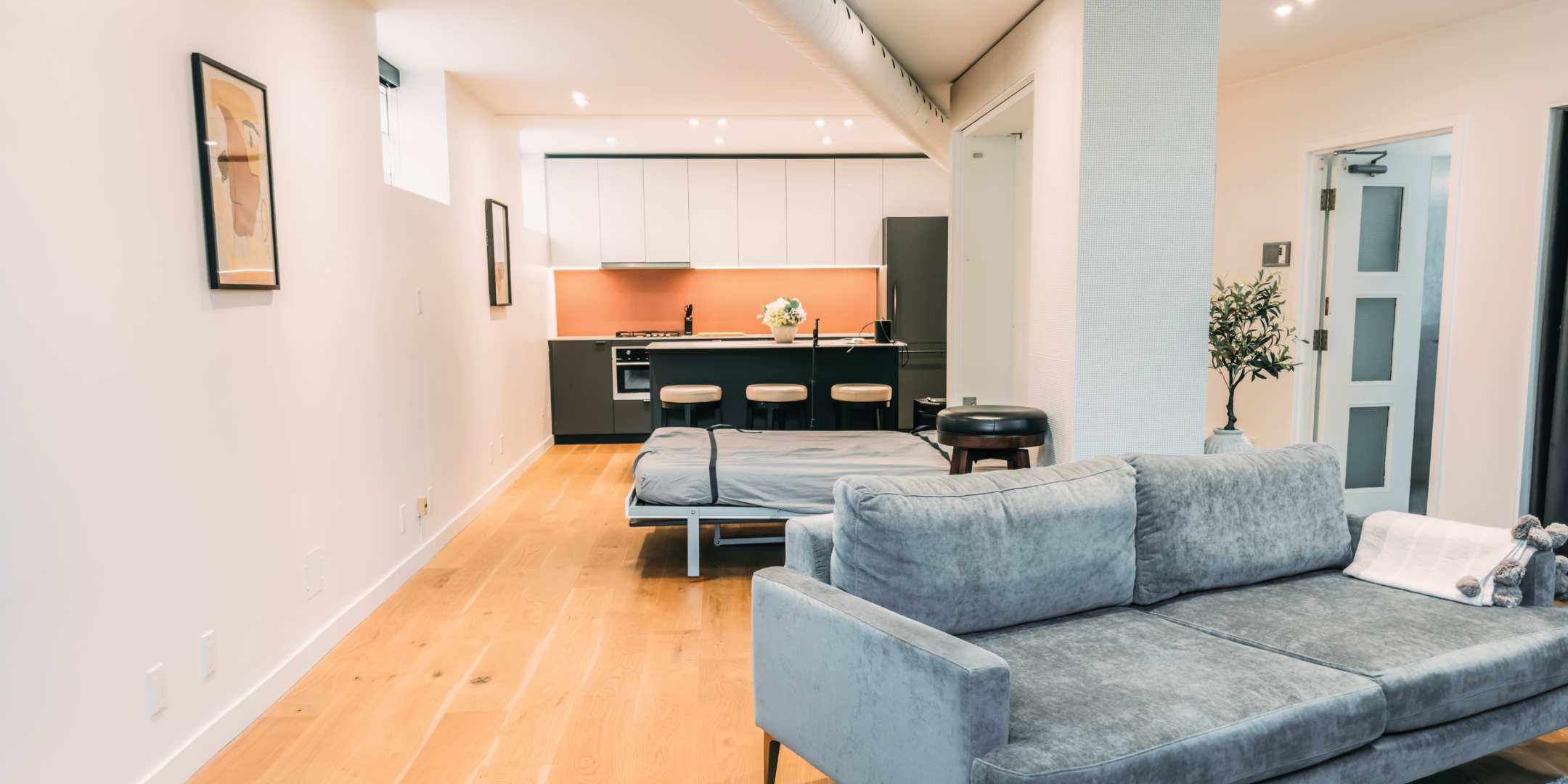 115 Walnut Ave lower level with couch 