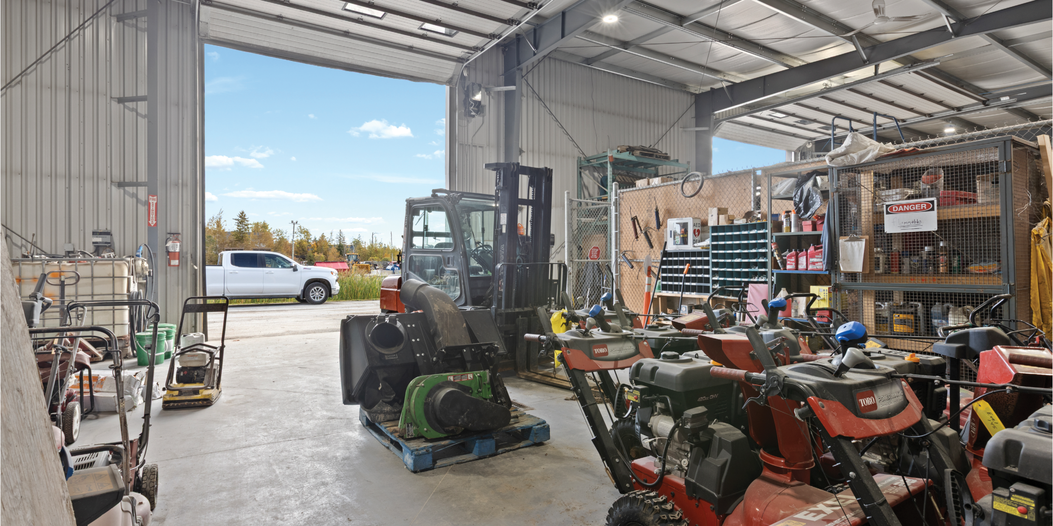 Warehouse area with shipping door