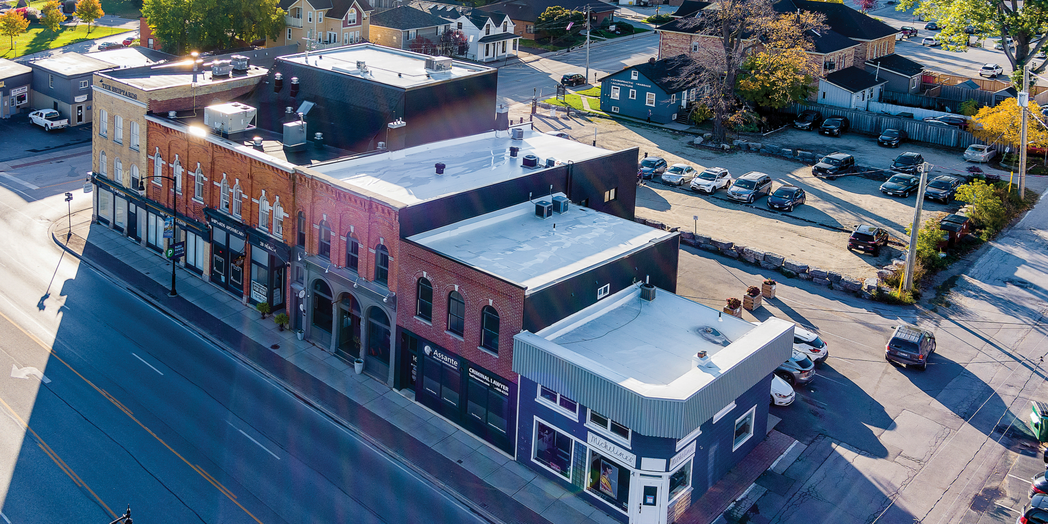 28 Huron street aerial shot showing the streets