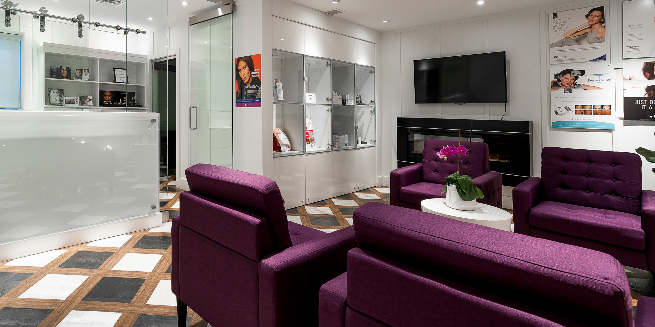 28 Huron Street purple sofa
