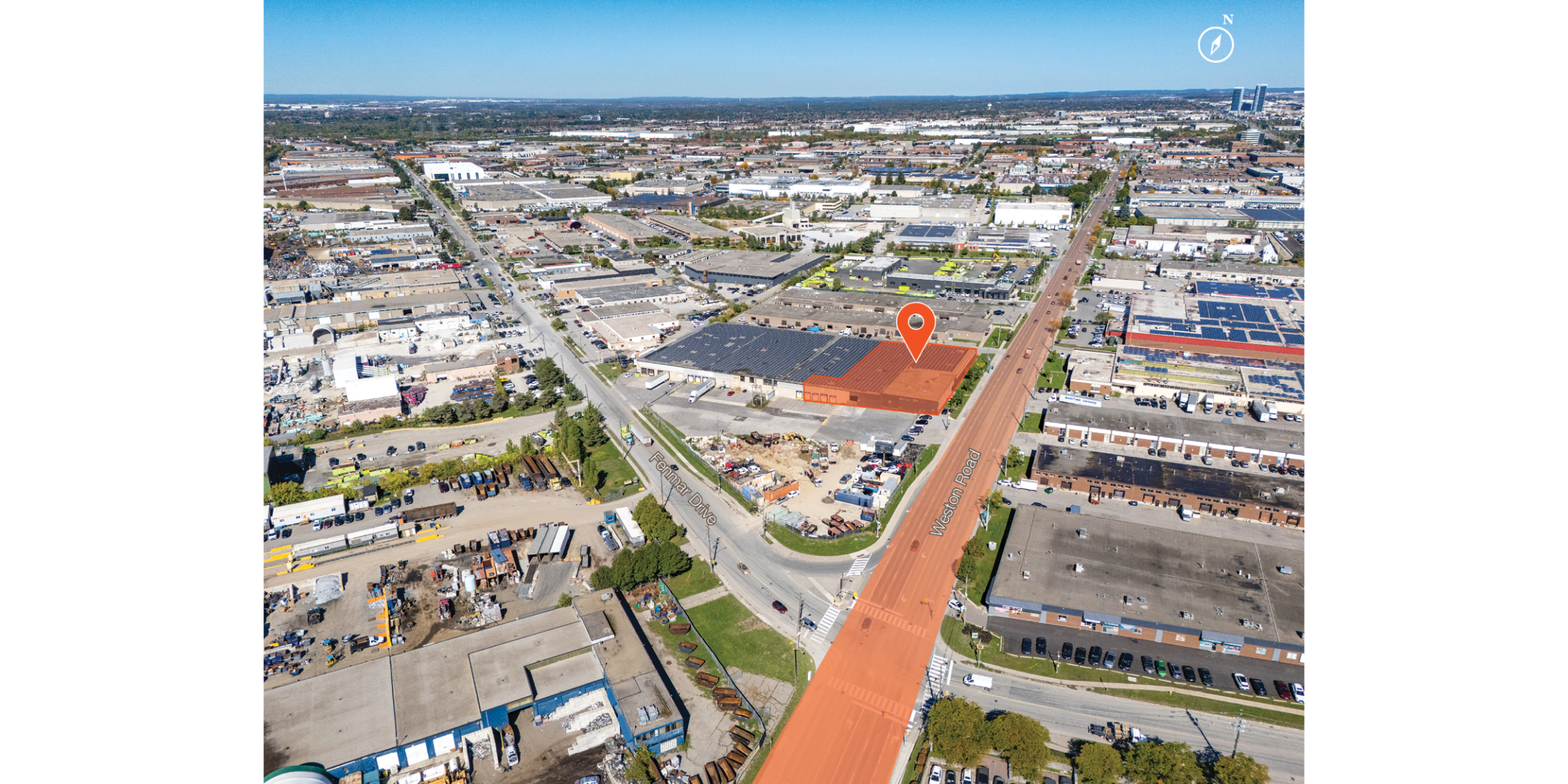 3636 Weston Road Aerial with Unit and Road Highlighted