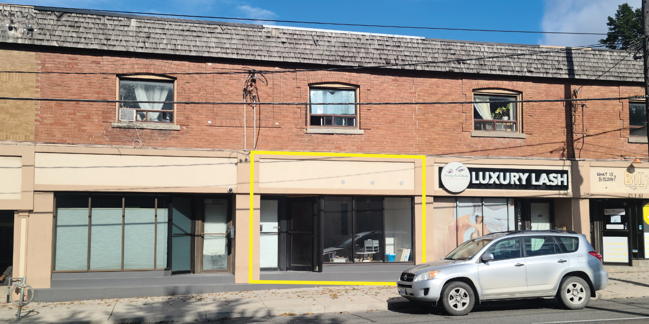 334 Kingston Road store front showing entrance and street