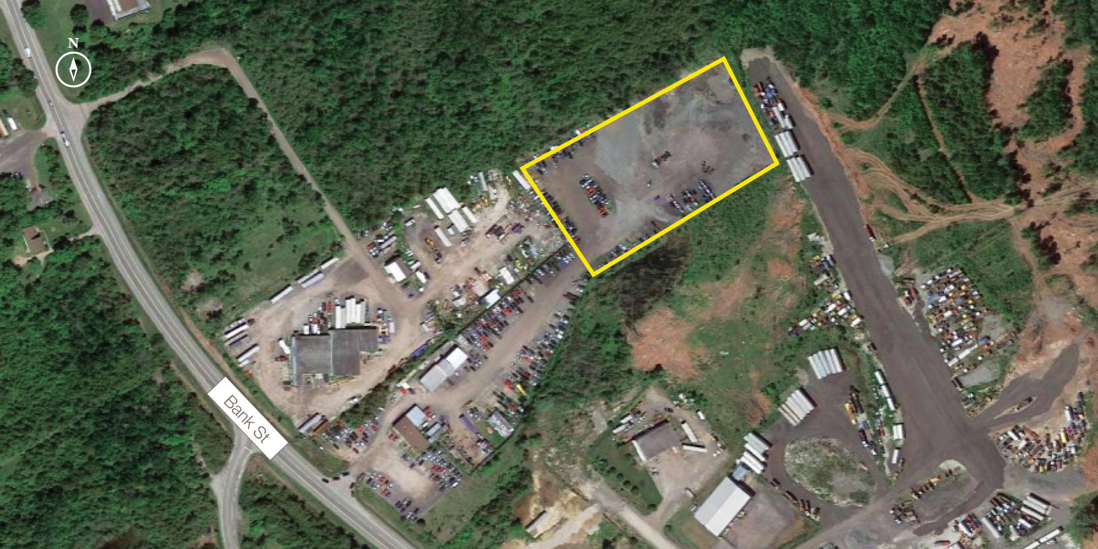 Aerial outline of land available for lease at 6441 Bank Street Aerial outline of land available for lease at 6441 Bank Street