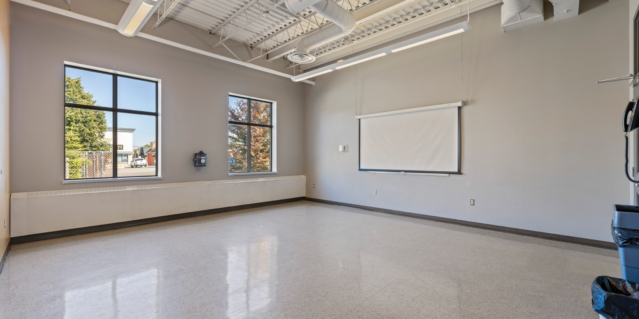 Multi-purpose room with view of windows