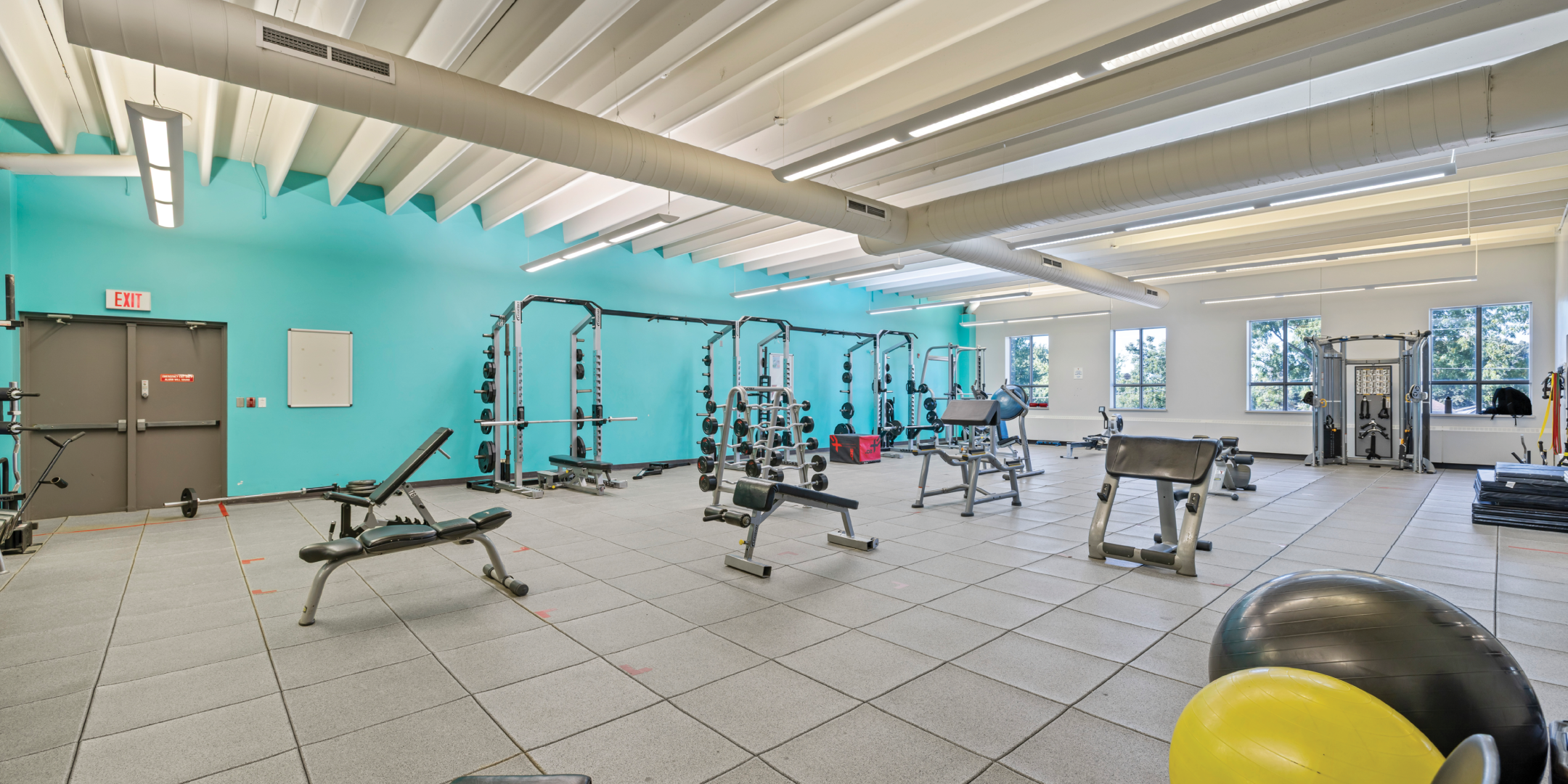 Exercise room with equipment