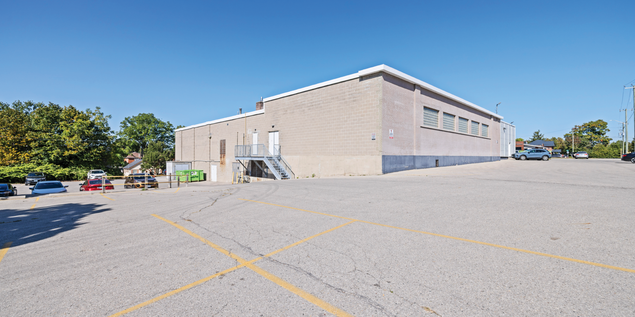 Exterior back view of the building