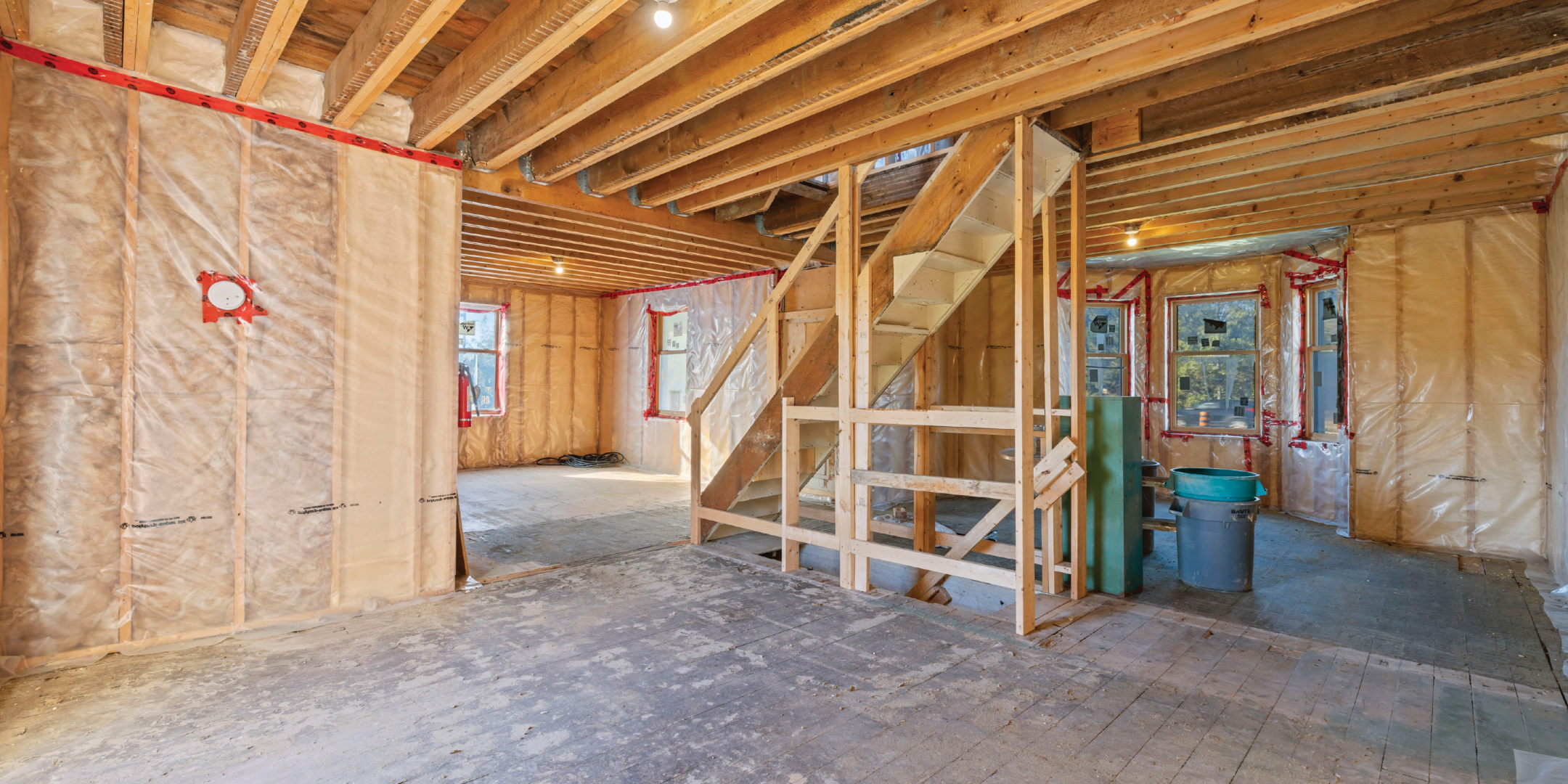 9835 Leslie Street Interior Unfinished Garage Area with two windows