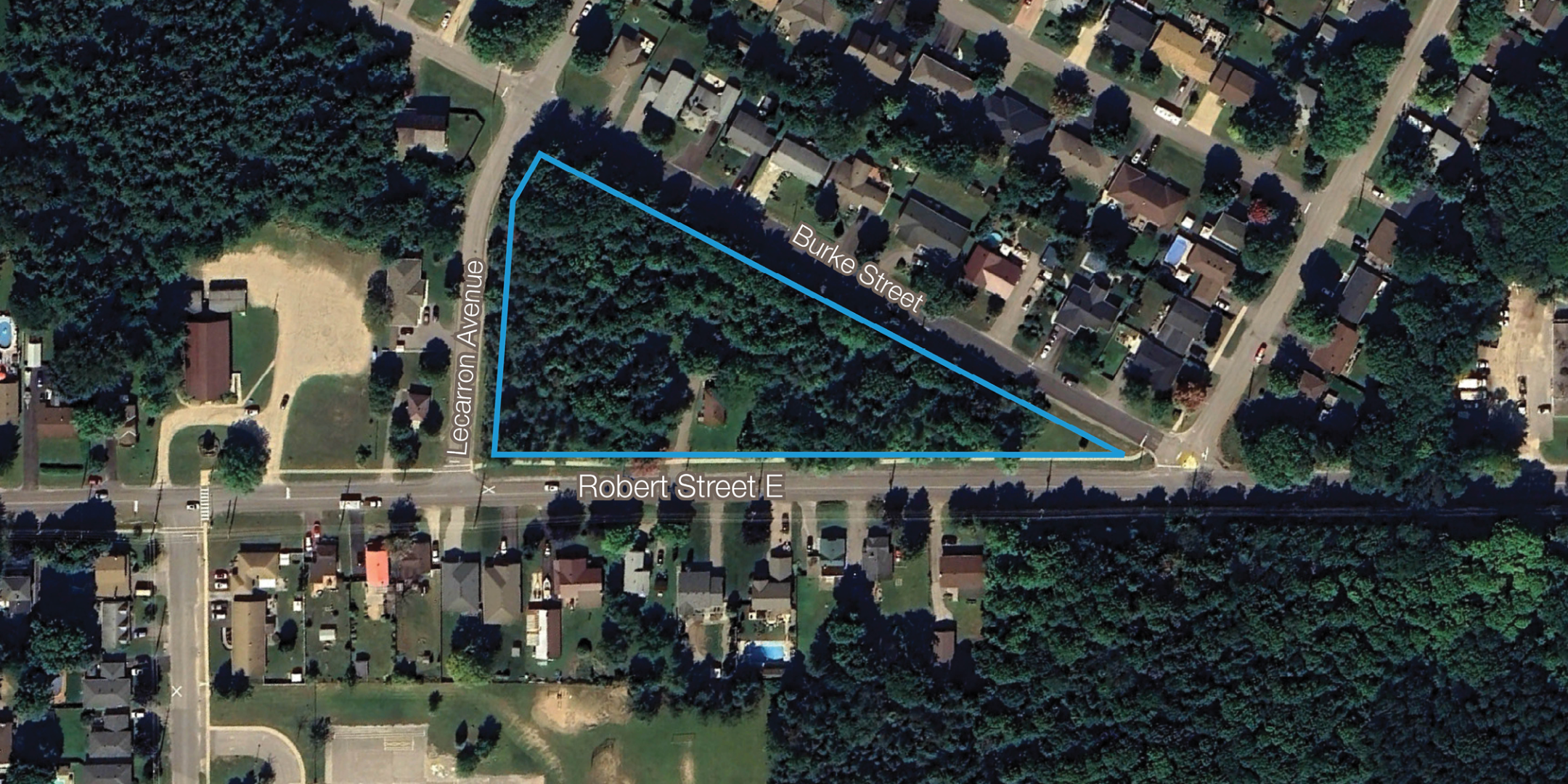 Google Earth Aerial of Land Parcel outlined in blue