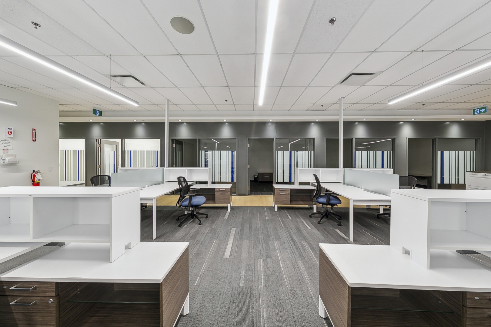 2488 Dunwin Drive work cubicles with offices at the back