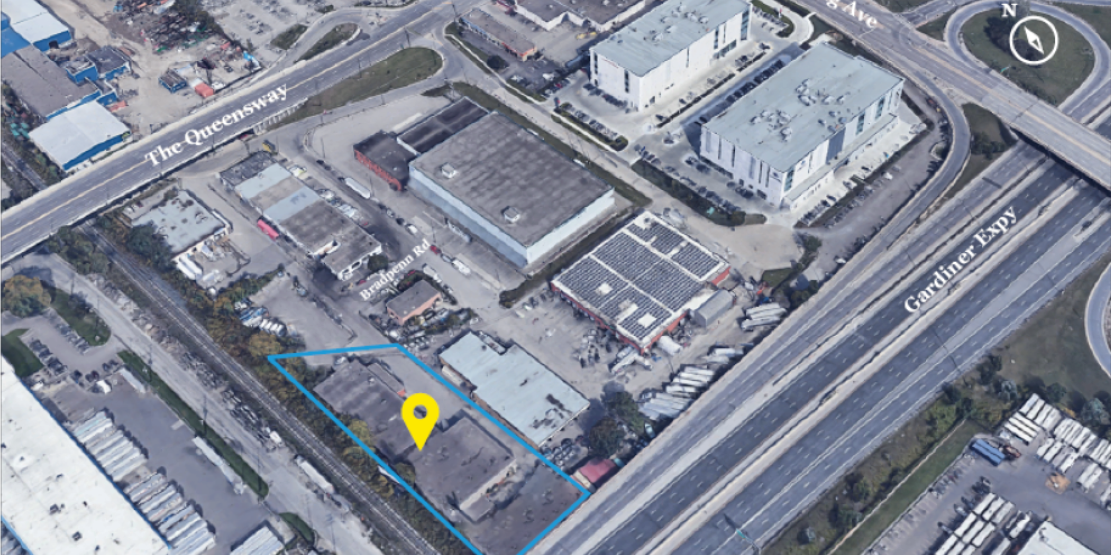 2 Bradpenn Rd Aerial view of main streets and property outline