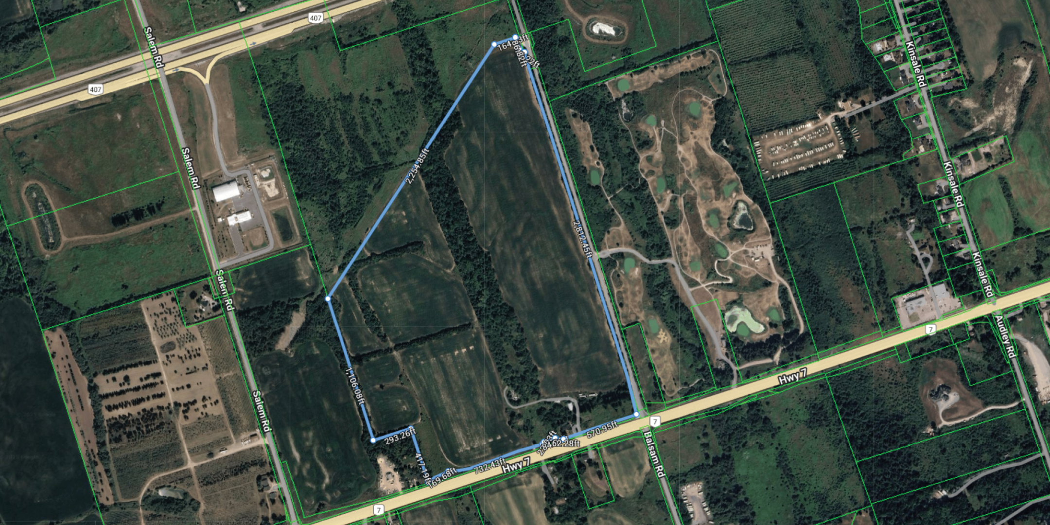 Geowarehouse Aerial of Land with property outlined in blue