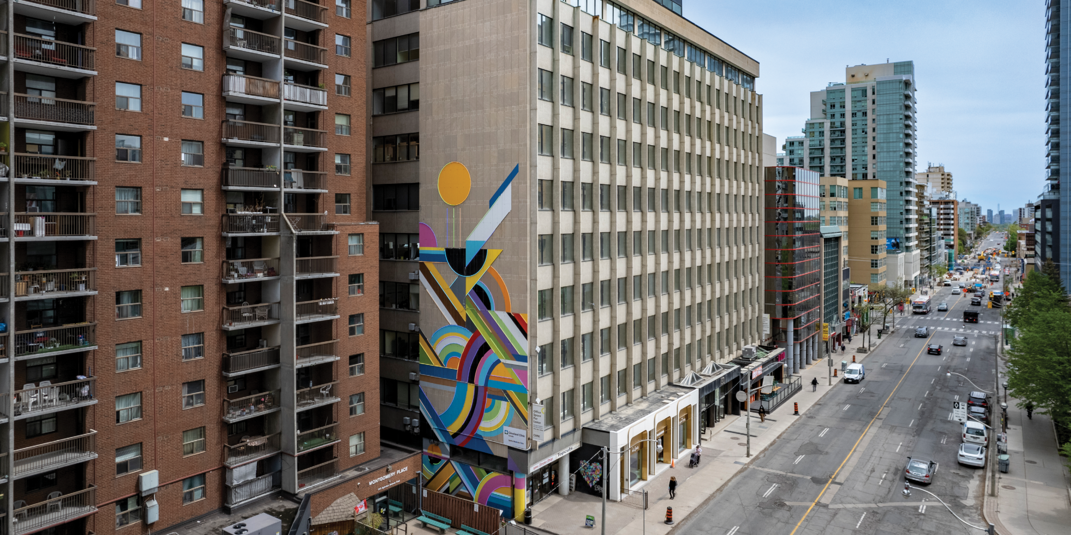 150 Eglinton Avenue E building exterior showing streets