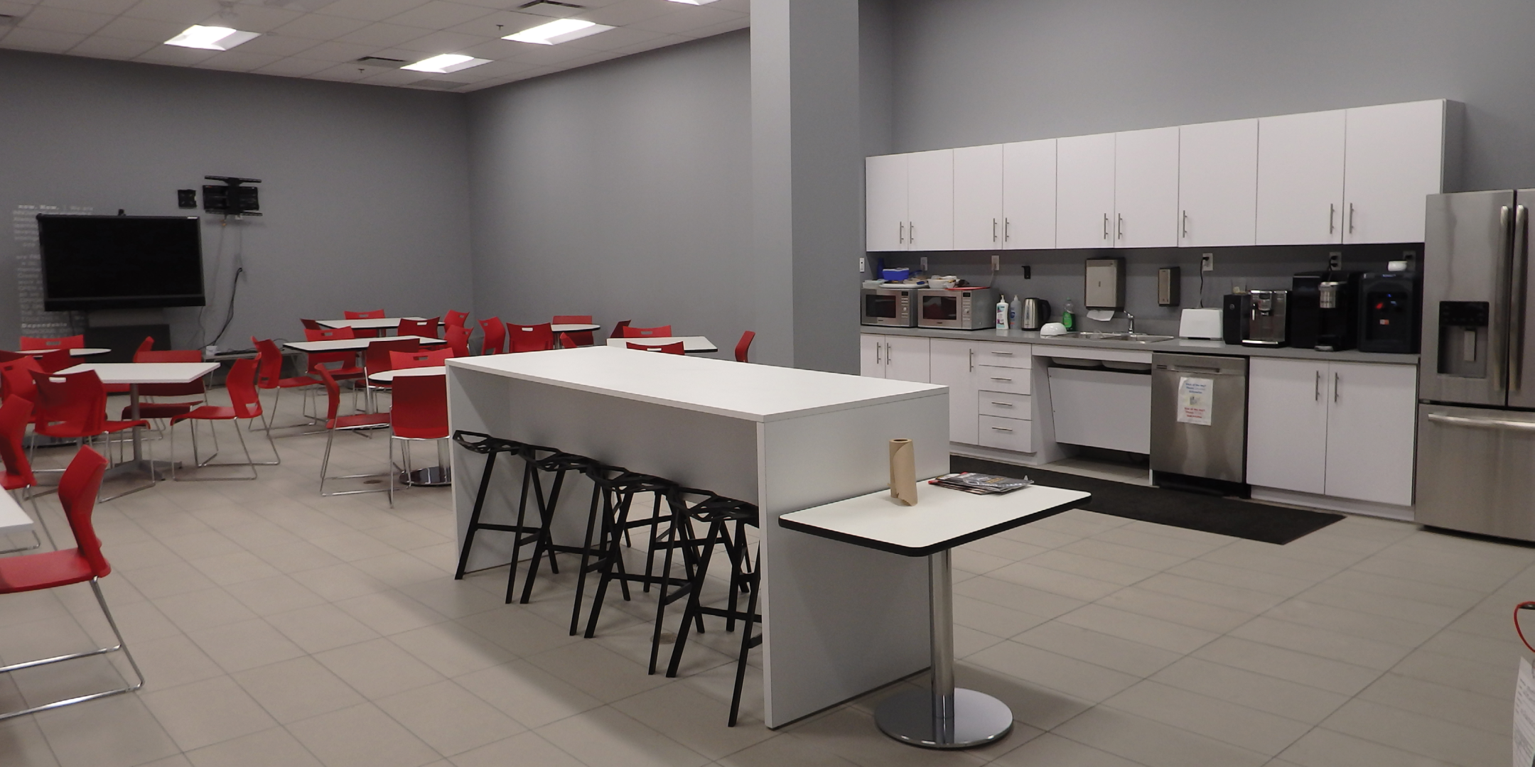 Kitchen with island and extra seating