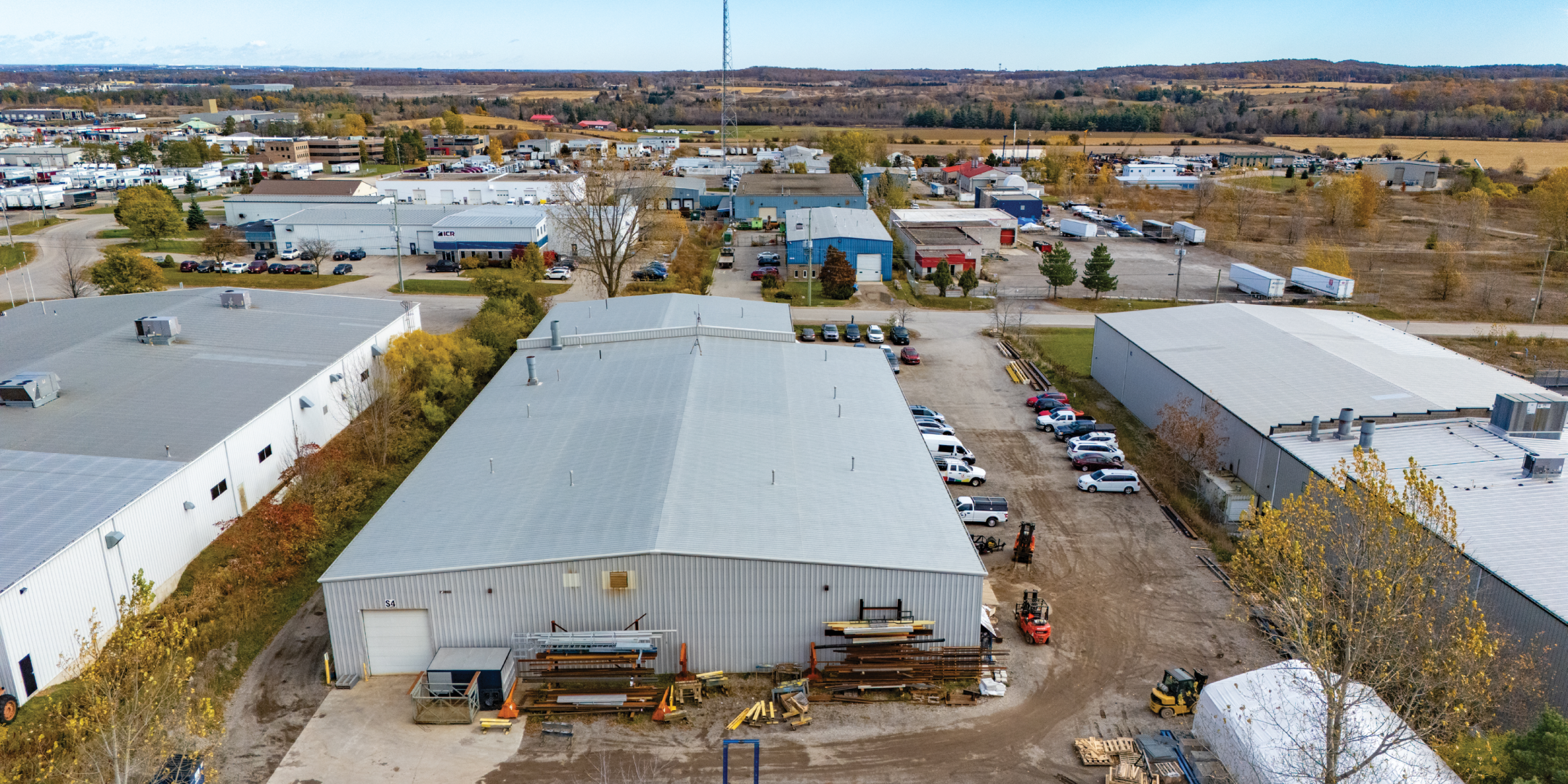 Arial view of back of building