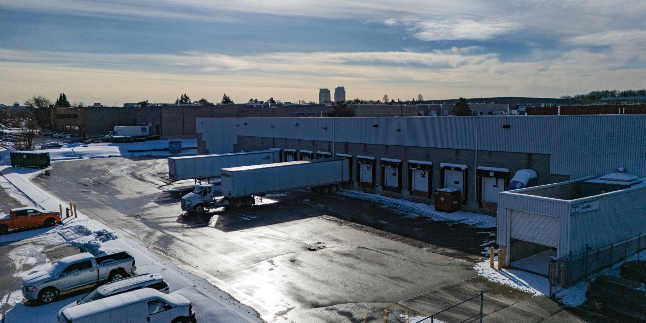 Aerial of Shipping Doors at rear of industrial building