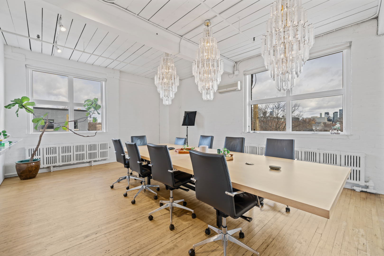 72 Stafford Street boardroom with huge windows overlooking the conference table and chairs