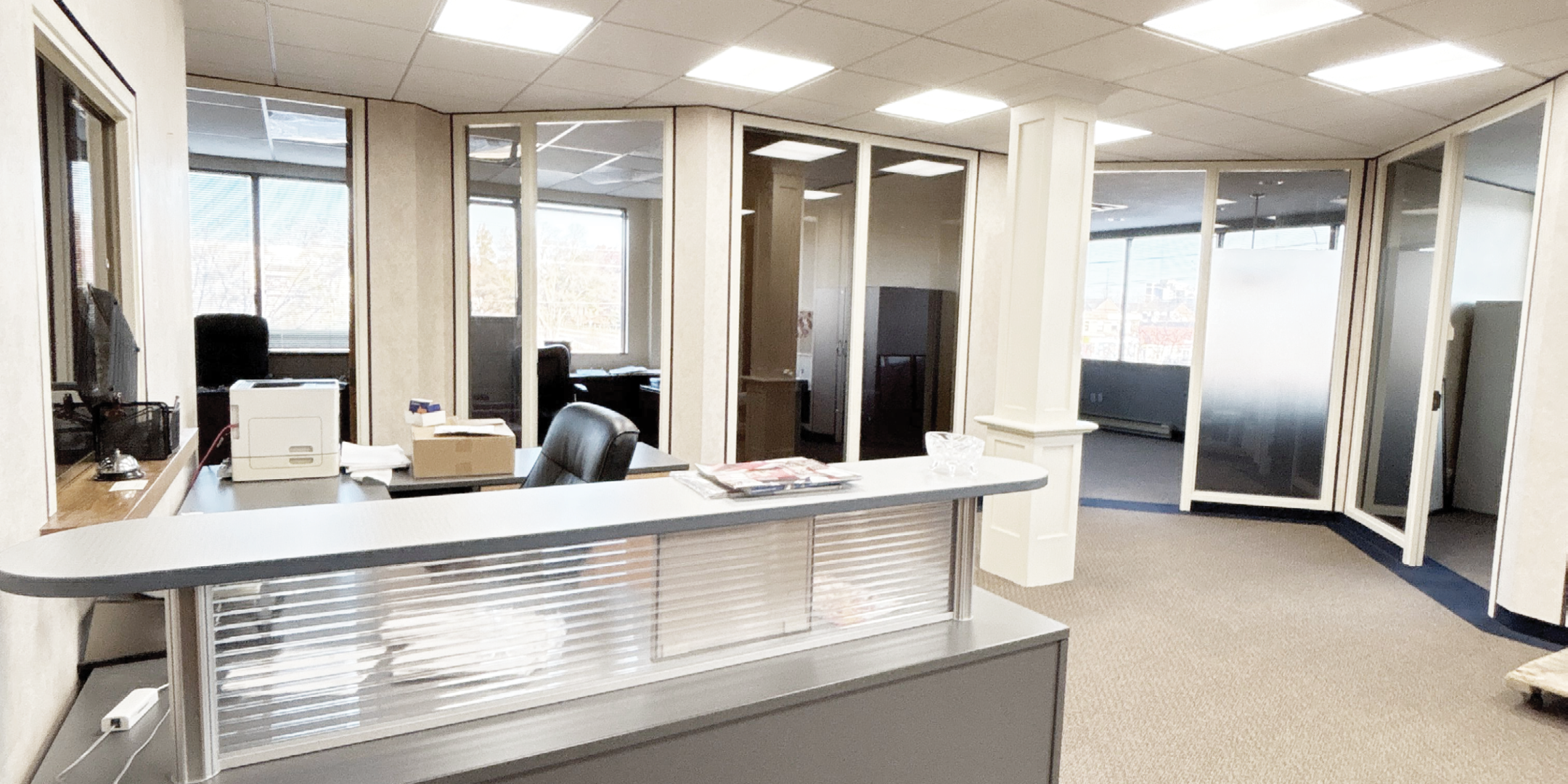 Photo of bright reception area of office or medical/dental space