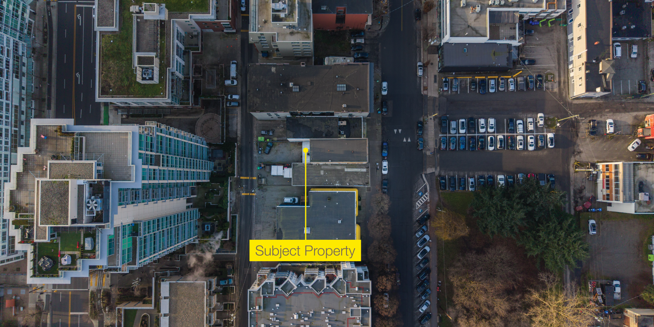 121 East 1st Street aerial with property indicated