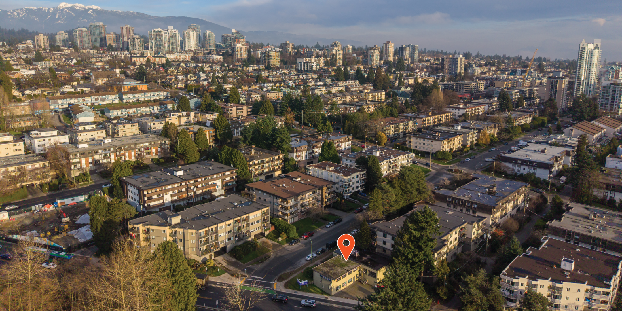 339 2nd Street W aerial facing east with property pinpointed
