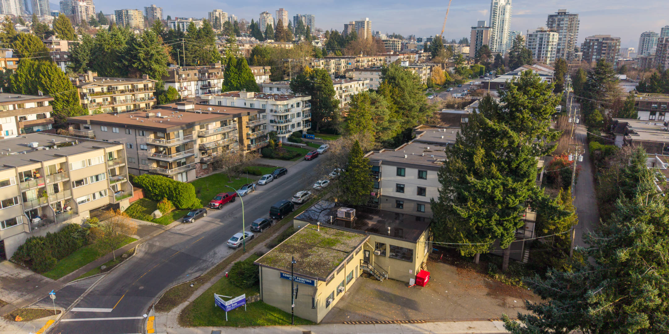 339 2nd Street W aerial showing building rear