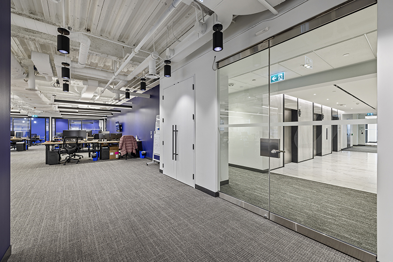 40 King St W interior view of the office gate and open workstations