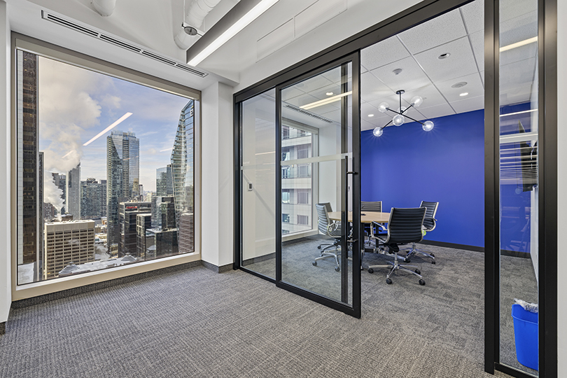 40 King St W interior view of private office with glass doors and big windows