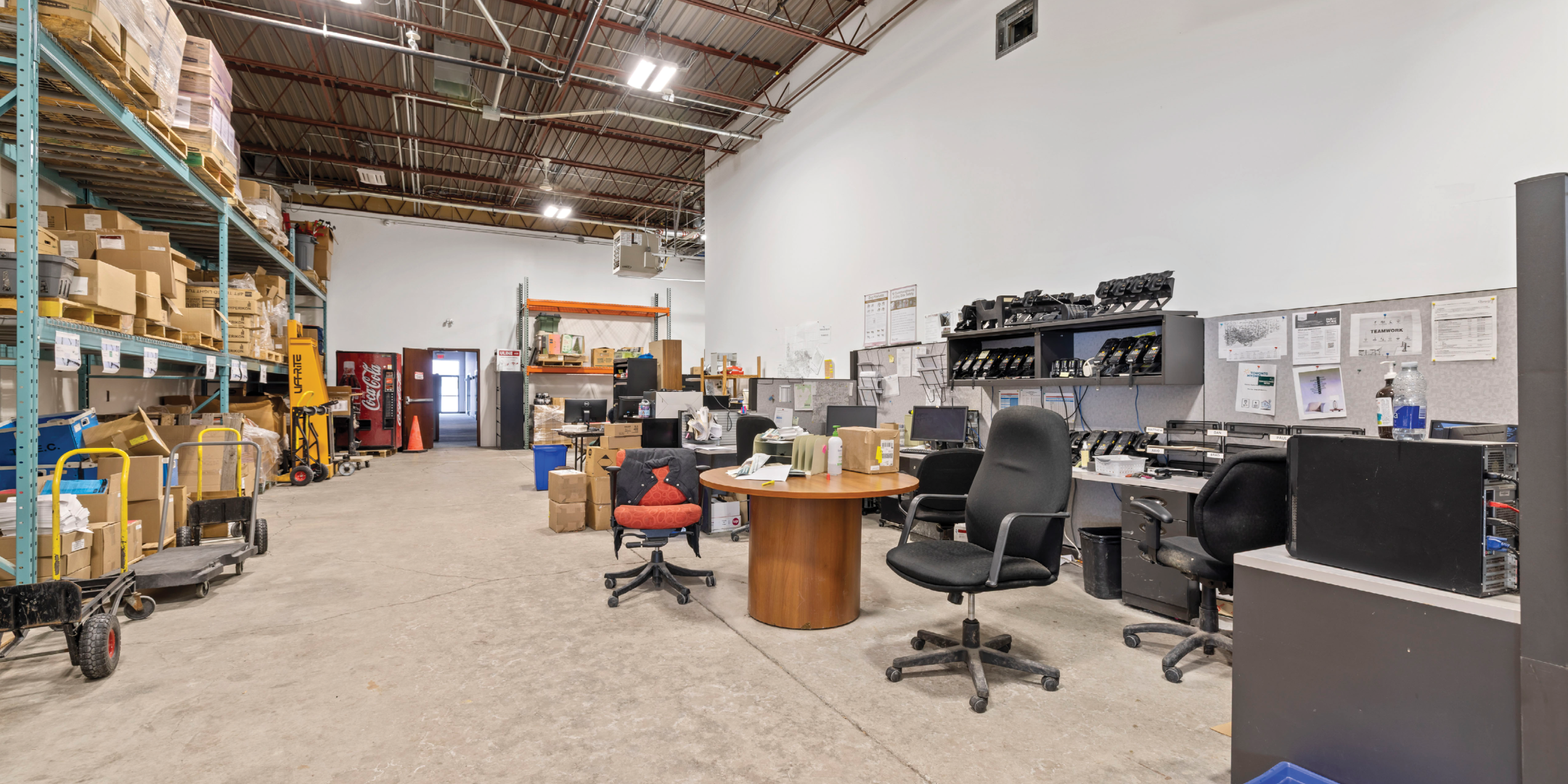 warehouse area with furniture and racking