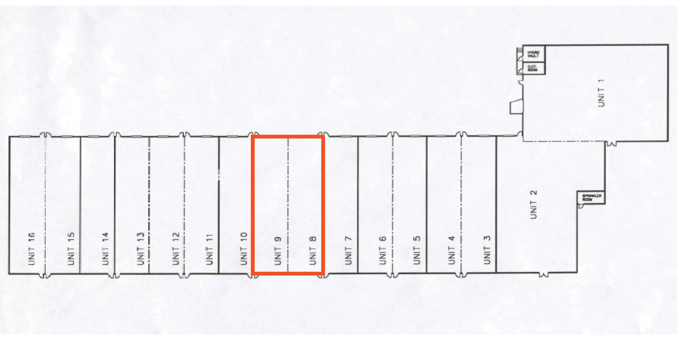 945 Middlefield Road Floor Plan with Unit 8 & 9 Outlined in Orange
