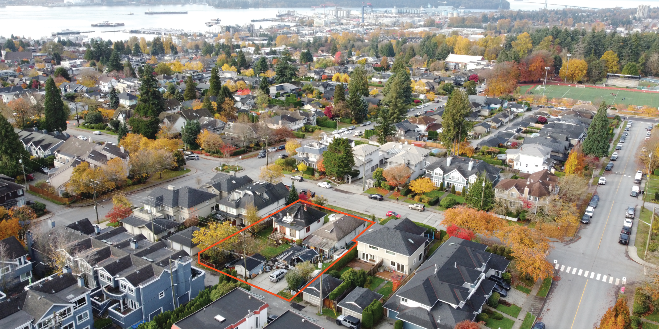 1628 & 1632 Mahon Avenue - Aerial photo showing back exterior of the property