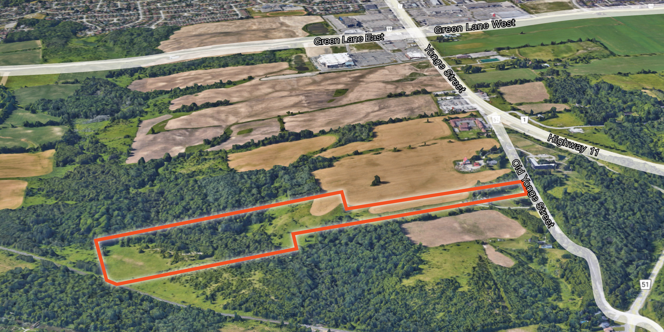 18823 Old Yonge Street Land with Orange Property Outline